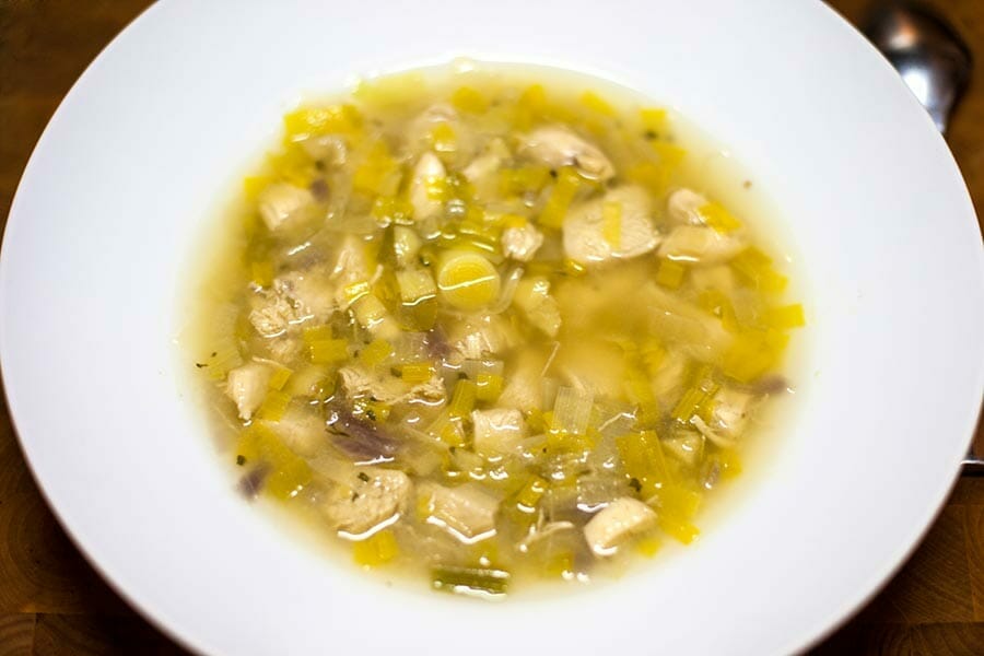 Bouillon Chinois, poulet et poireaux au Thermomix Cookomix