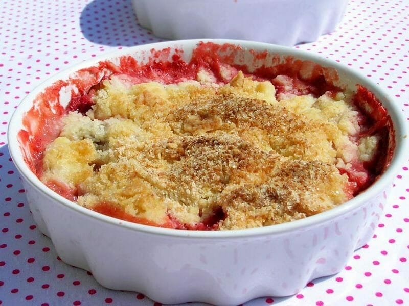 Crumble fraise rhubarbe et noix de coco au Thermomix