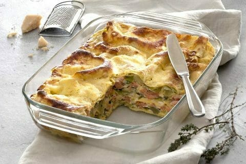 Lasagnes au saumon et poireaux