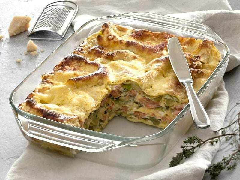 Lasagnes au saumon et poireaux au Thermomix