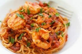 Spaghettis aux crevettes et à l’ail au Thermomix