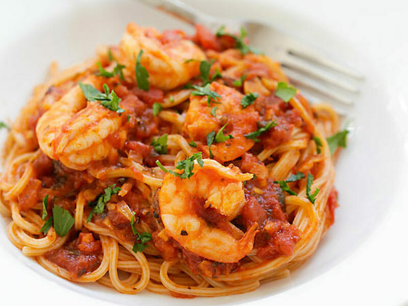 Spaghettis Aux Crevettes Et A L Ail Au Thermomix Cookomix