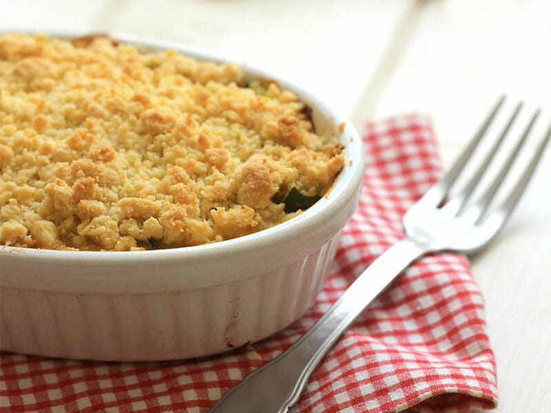 Crumble courgettes, chèvre et lardons au Thermomix