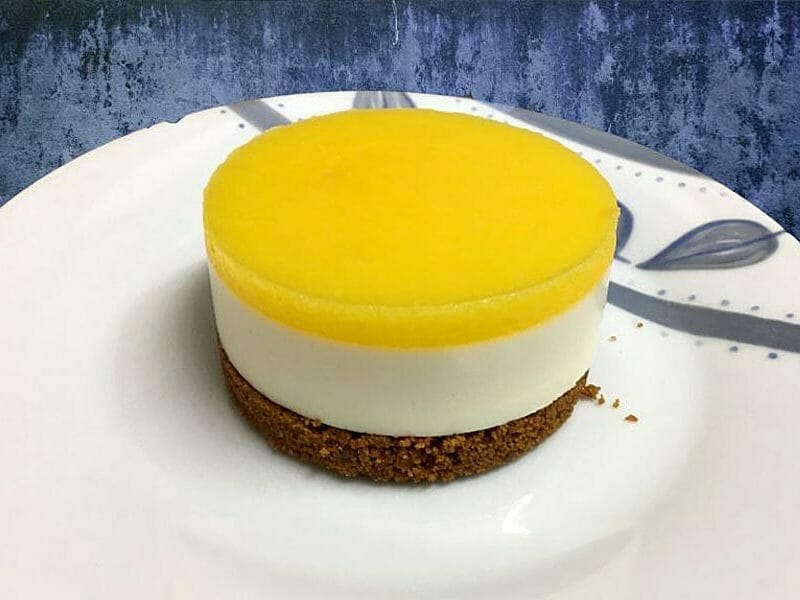 Panna cotta citron sur sablé spéculoos et miroir de mangue au Thermomix