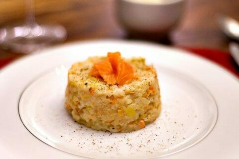 Risotto poireaux et saumon fumé