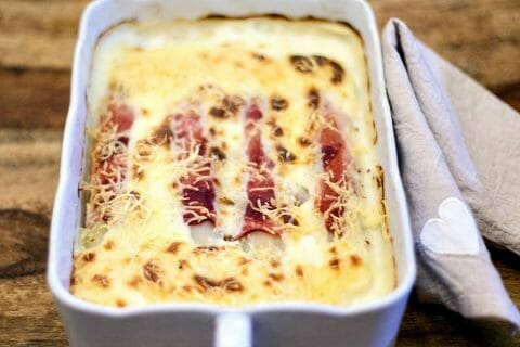 Gratin de poireau au jambon