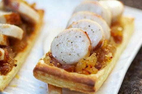 Tarte de boudin blanc et chutney d’ananas