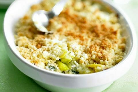 Crumble de saumon et poireaux