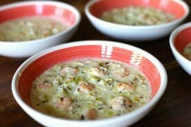 Crevettes roses aux poireaux au Thermomix