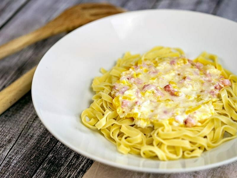 Tagliatelles à la crème de poireaux au Thermomix