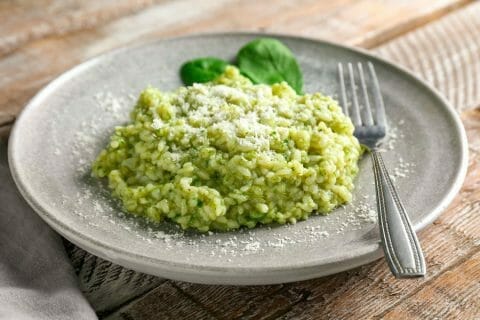 Risotto au pesto d’épinards et basilic