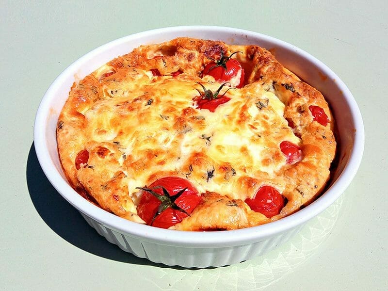 Clafoutis tomates cerises et fromage de chèvre au Thermomix