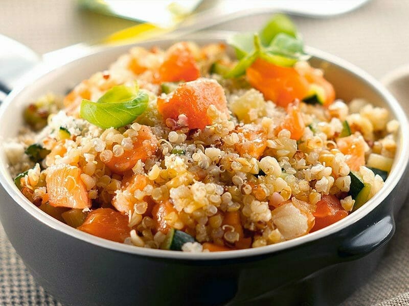 Risotto de quinoa, courgettes et saumon au Thermomix