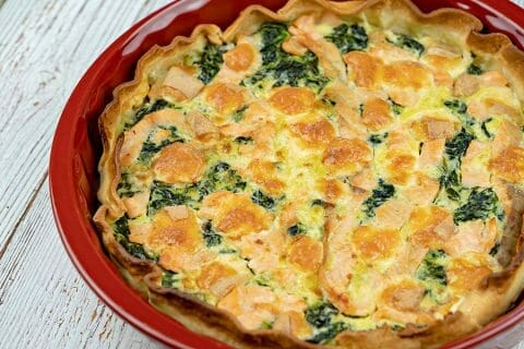 Tarte épinards, saumon et chèvre