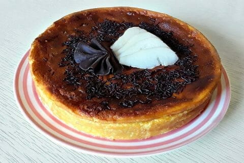 Gâteau à la faisselle, poires et chocolat