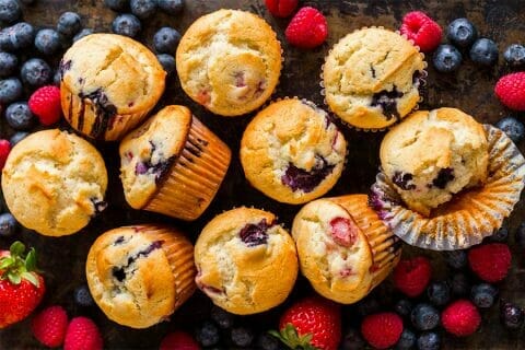 Mini muffins aux fruits rouge