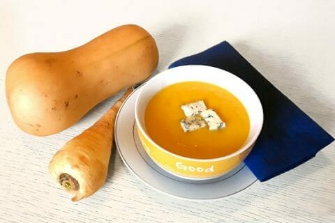 Velouté de butternut et panais à la fourme d?Ambert