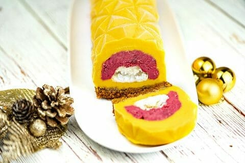 Bûche glacée mangue et framboise