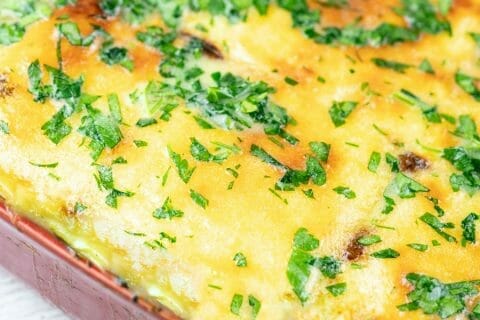 Gratin de purée de pommes de terre aux épinards