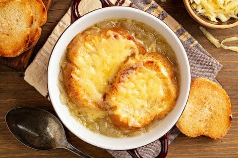 Soupe de poireaux gratinée