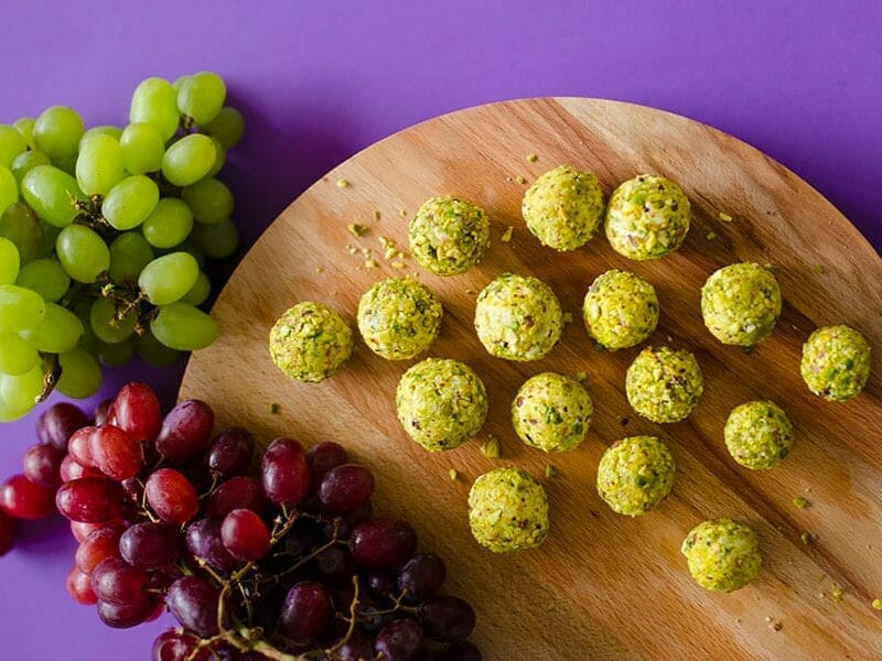 Bouchées raisin chèvre et pistache au Thermomix