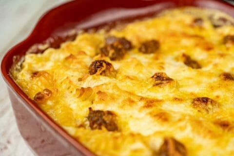 Gratin de torsades aux merguez