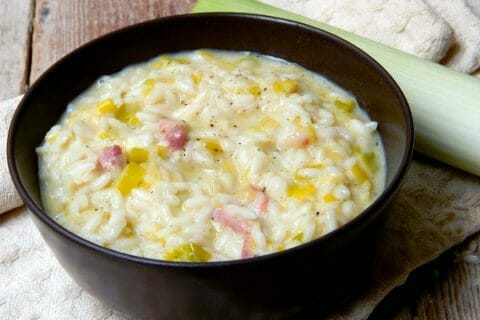 Risotto poireaux et lardons