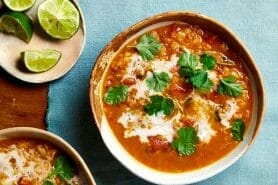 Soupe de lentilles corail, curry et coco au Thermomix
