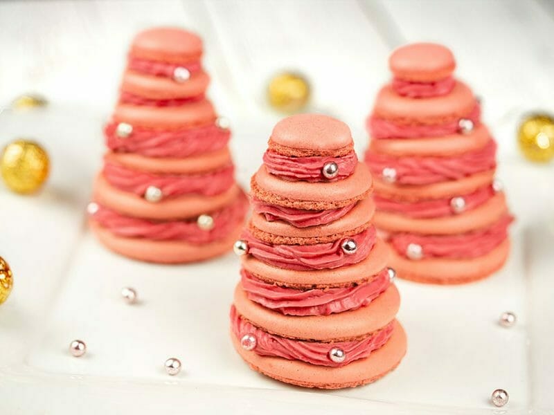 Sapins de macarons à la framboise au Thermomix