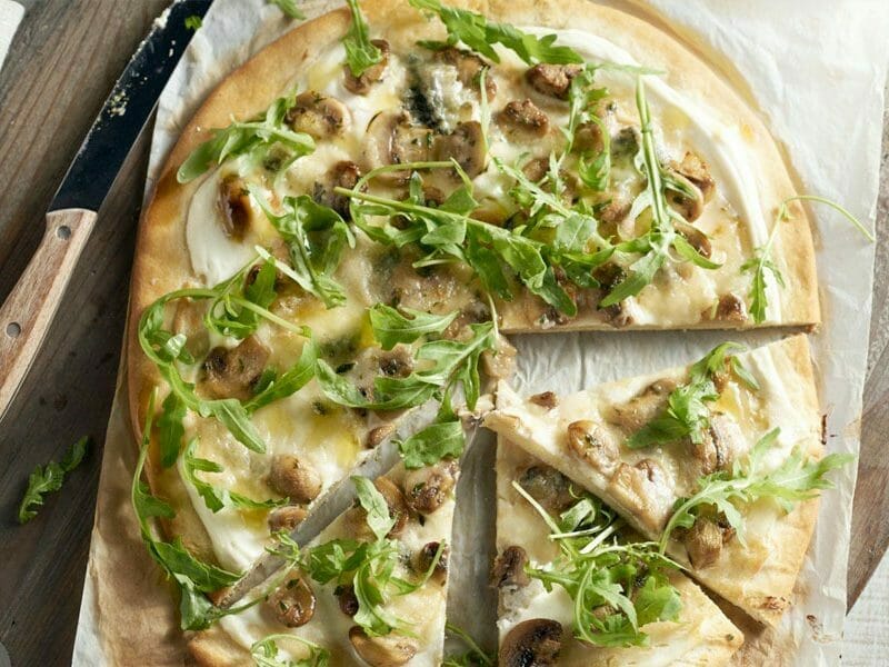 Pizza blanche aux champignons au Thermomix