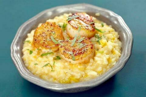 Risotto aux Saint Jacques et poireaux