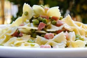 Pâtes aux petits pois et lardons au Thermomix