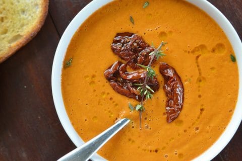 Velouté de carottes et tomates séchées