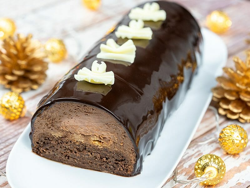 Recette tendance  Bûche de Noël fondante Chocolat Vanille Vahiné