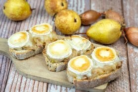 Tartines échalotes et poires au chèvre au Thermomix