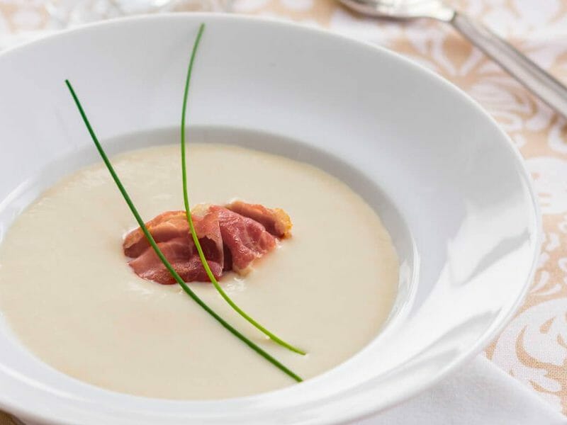 Crème de poireaux, poires et jambon cru au Thermomix