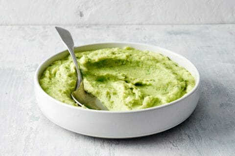 Purée de pommes de terre et petits pois à la menthe