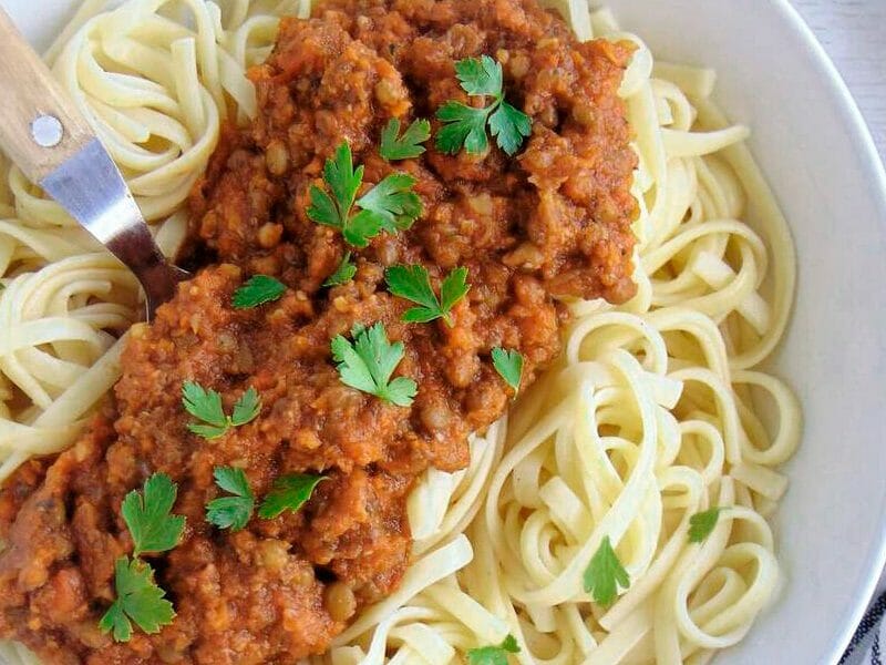 Bolognaise végétarienne aux lentilles au Thermomix