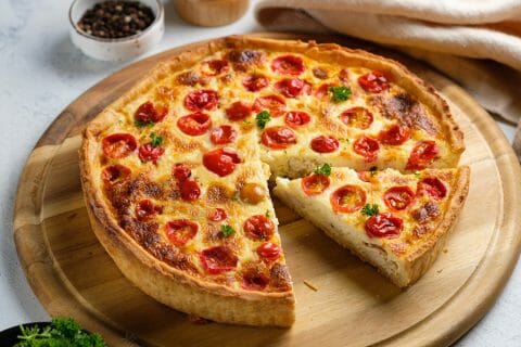 Quiche poulet et tomates cerises