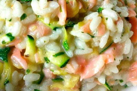 Risotto courgettes saumon