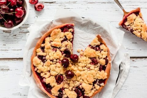 Tarte aux cerises façon crumble