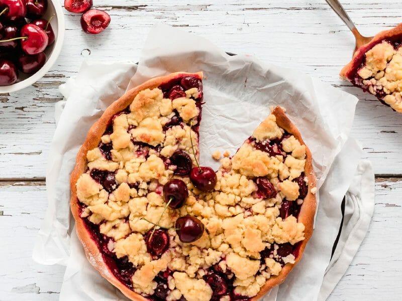 Tarte aux cerises façon crumble au Thermomix