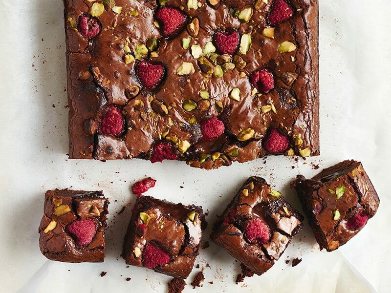 Brownie framboises, pistaches et pépites de chocolat blanc au Thermomix