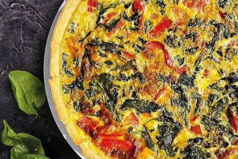 Quiche aux épinards et au poivron rouge