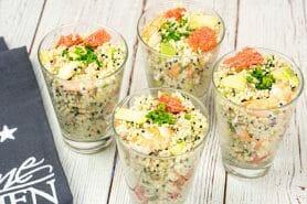 Salade de perles aux crevettes, pamplemousse et avocat au Thermomix