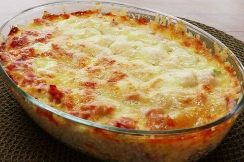 Gratin de riz façon pizza