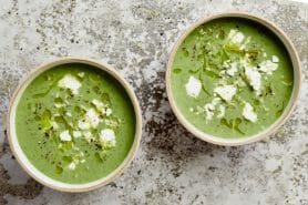 Velouté de courgettes, petits pois et basilic au Thermomix