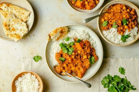 Curry de butternut, pois chiches et lentilles