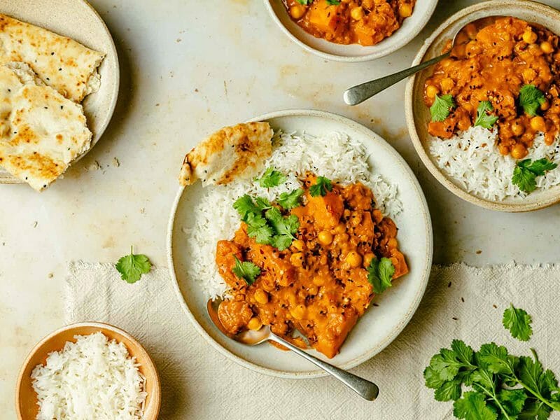 Curry de butternut, pois chiches et lentilles au Thermomix