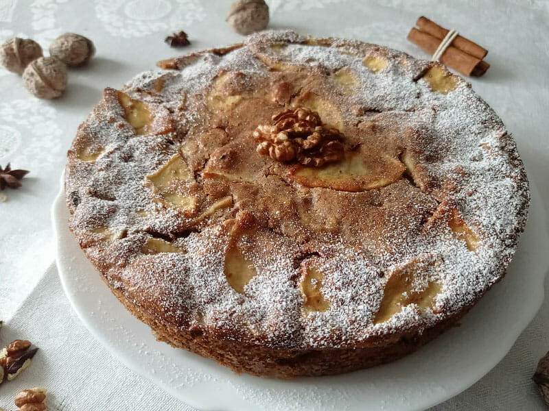 Gâteau aux pommes, noix et raisins secs au Thermomix